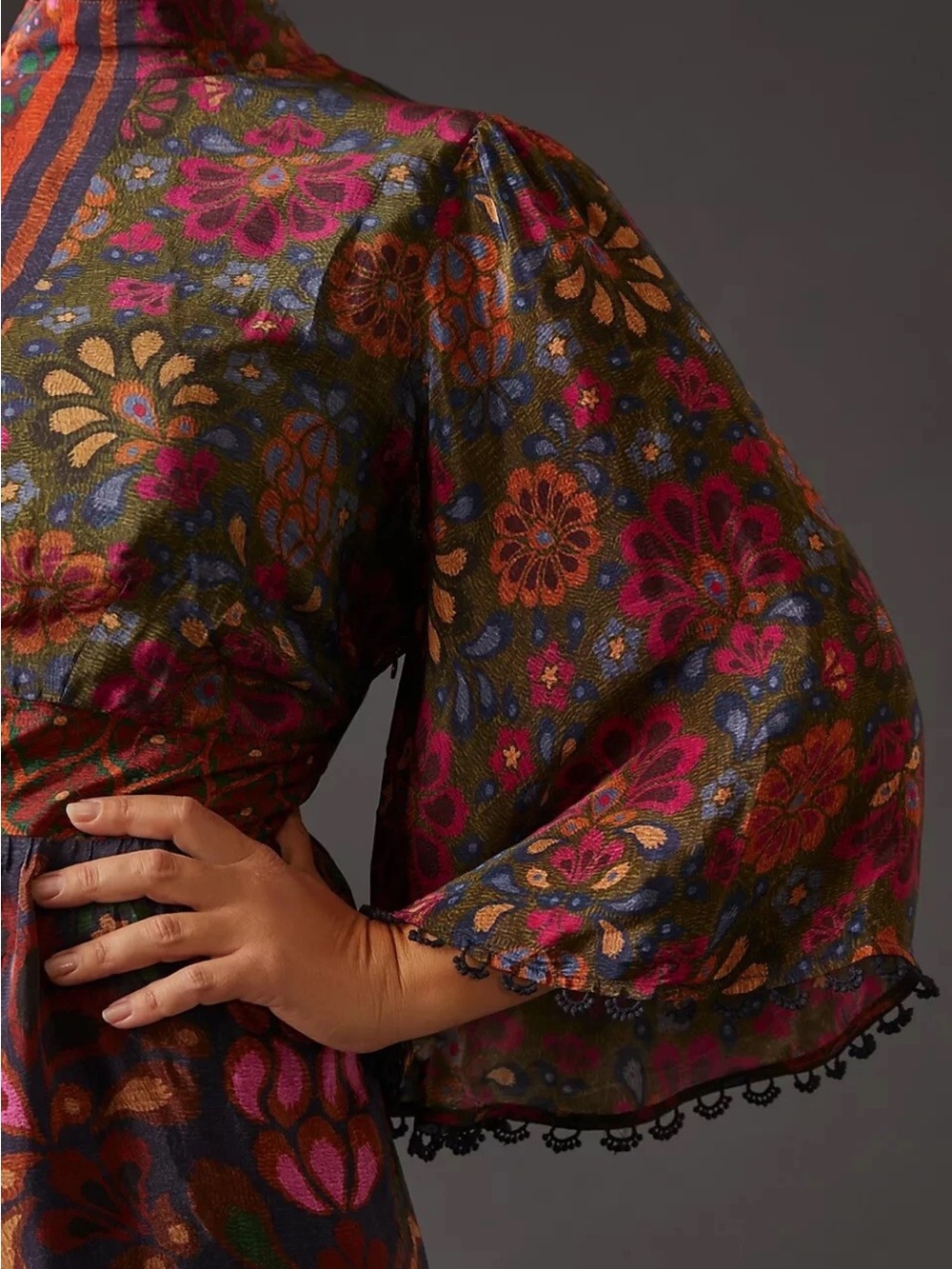 Farm Rio x Anthropologie Mock Neck Maxi Dress Small Flowy Boho fall size M - Picture 2 of 14